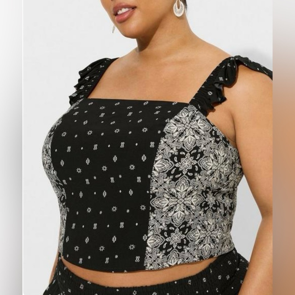 Torrid Challis Smocked Ruffle Trim Crop Top Size 3X